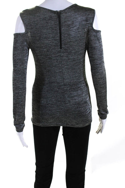 Rag & Bone Womens Back Zip Scoop Neck Cold Shoulder Shirt Gray Size Small