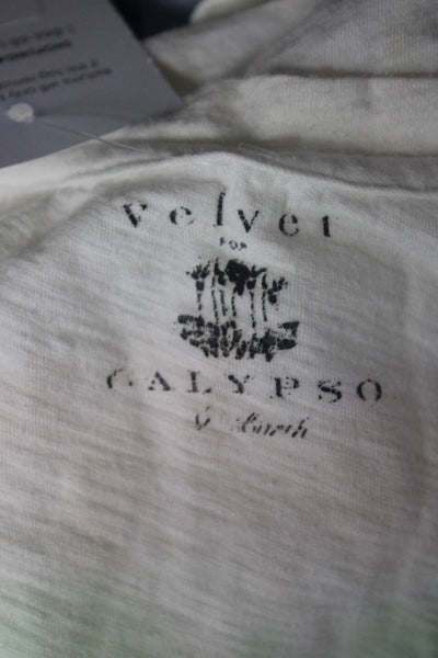 Velvet for Calypso St. Barth Womens Tie Dye Short Sleeve T-Shirt White Size M