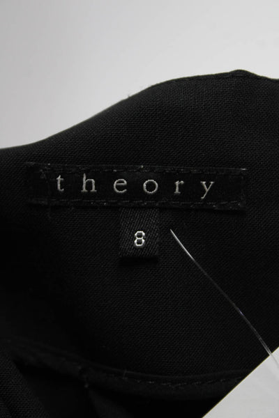 Theory Womens Inverted Pleat Woven Mini Circle Skirt Black Wool Size 8
