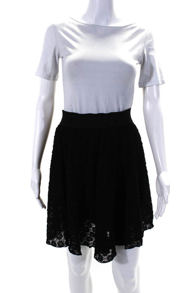 Leyendecker Womens Elastic Waist Textured Mini Circle Skirt Black Size 6