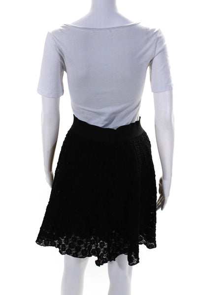 Leyendecker Womens Elastic Waist Textured Mini Circle Skirt Black Size 6