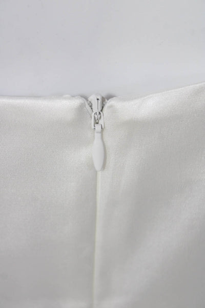 HVN Womens Sleeveless Crystal Heart Front Satin Shift Dress White Size 4