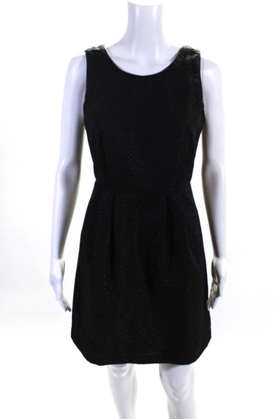 Madewell Womens Metallic Polka Dot Scoop Neck Sleeveless Dress Black Size 4