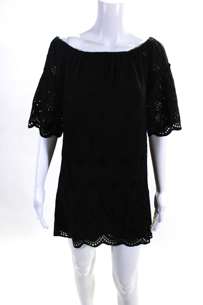 Madewell Womens Embroidered Eyelet Off The Shoulder Dress Black Size 0