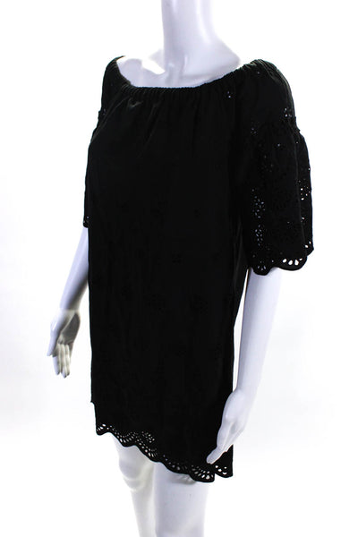 Madewell Womens Embroidered Eyelet Off The Shoulder Dress Black Size 0