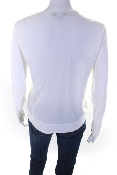 Emanuel Emanuel Ungaro Womens Cotton Long Sleeve T-Shirt Top White Size Large