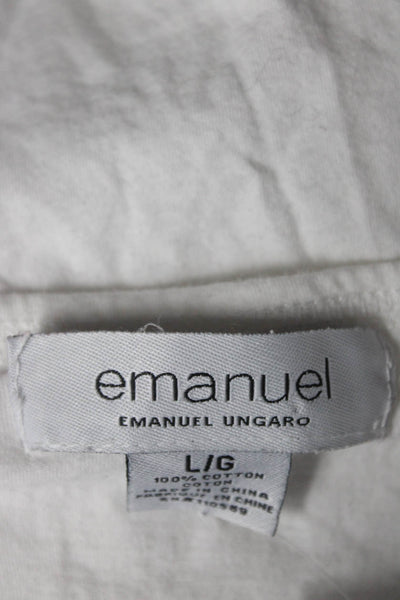 Emanuel Emanuel Ungaro Womens Cotton Long Sleeve T-Shirt Top White Size Large