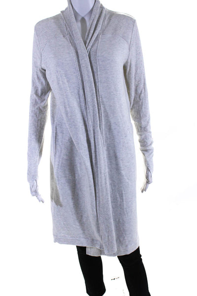 Athleta Womens Long Sleeve Open Front Ribbed Cardigan Sweater Gray Size XS