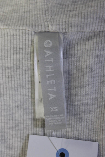 Athleta Womens Long Sleeve Open Front Ribbed Cardigan Sweater Gray Size XS