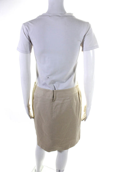 J. Mclaughlin Womens Cotton A-Line Front Buttons Knee Length Skirt Beige Size 6