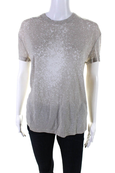 IRO Jeans Womens Splatter Print Cut Out Short Sleeve T-Shirt Beige Size XS