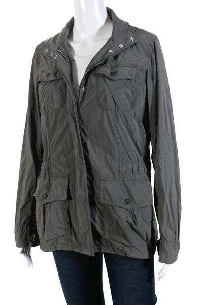 Herno Womens Multi-Pocket Zip-Up Turtleneck Cinched Waist Jacket Gray Size XS