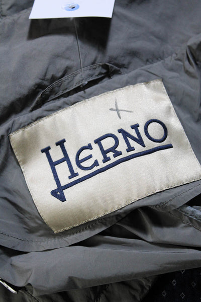 Herno Womens Multi-Pocket Zip-Up Turtleneck Cinched Waist Jacket Gray Size XS