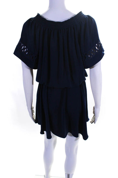 Ramy Brook Women's Off Shoulder Short Sleeve Blouson Dress Navy BLue Size S