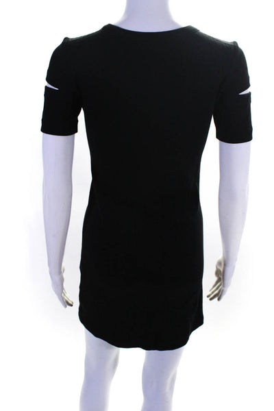 Helmut Lang Women's Short Sleeve Cutout Ribbed Bodycon Dress Black Size XS