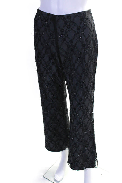 Laundry by Shelli Segal Womens Floral Lace Overlay Flared Hem Pants Gray Size 6