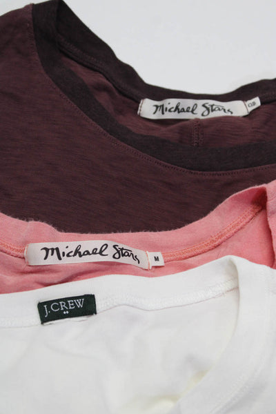 Michael Stars J Crew Womens Short Sleeve Shirts Brown Pink White Size OS M Lot 3