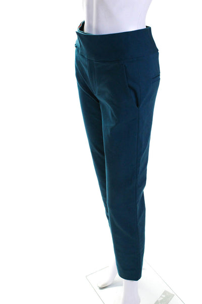 Argent Womens Mid Rise Stretch Back Pants Straight Leg Teal Blue Size 2