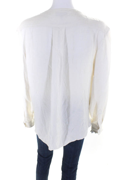 Rag & Bone Womens V Neck Long Sleeved Sheer Wrap Tied Front Blouse Cream Size L