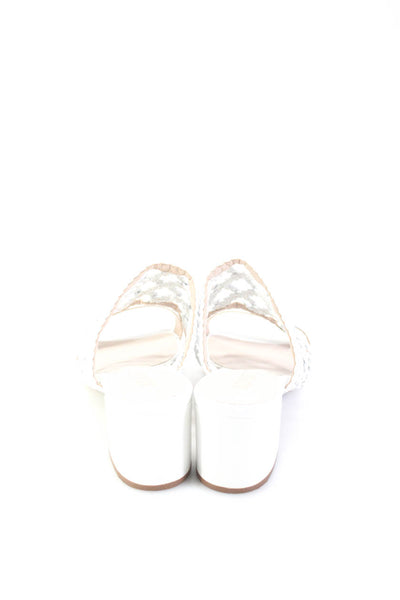 Schutz Womens Block Heel Braided Angie Slide Sandals White Leather Size 7.5
