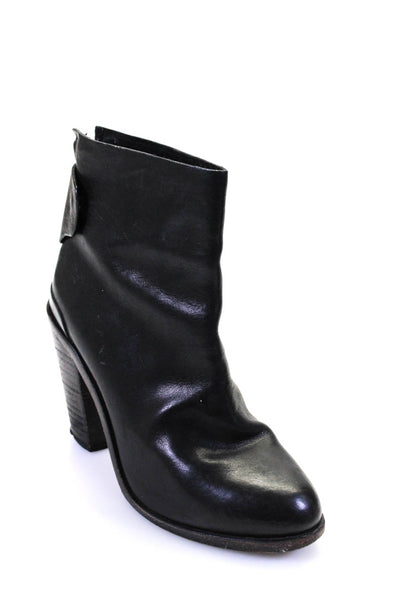 Rag & Bone Womens Almond Toe Stacked Heel Ankle Boots Black Leather 36.5 6.5