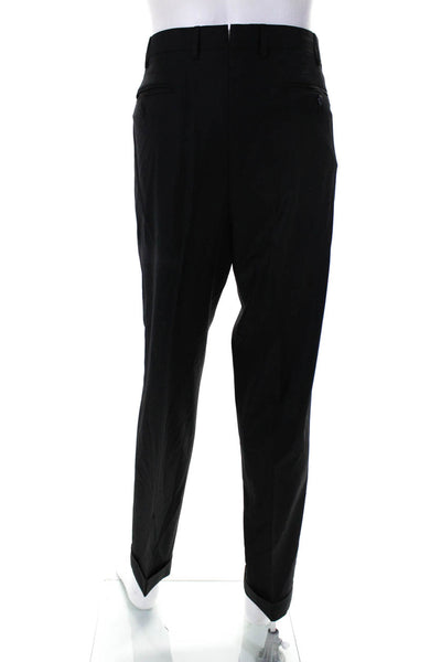 Zanella Men's Wool Straight Leg Pleated Dress Pants Black Size 36