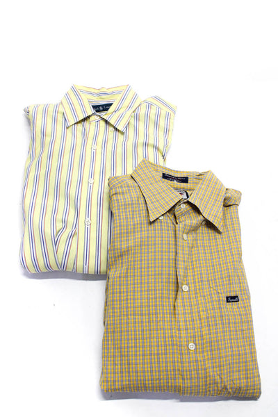 Ralph Lauren Faconnable Men's Printed Button Down Shirts Yellow Size M Lot 2