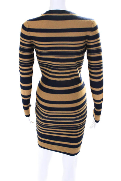 Sonia Sonia Rykiel Womens Wool Striped Long Sleeve Sweater Dress Brown Size XS