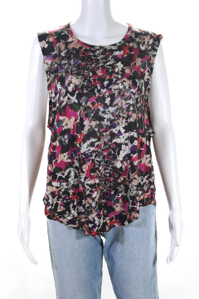 Isabel Marant Womens Abstract Print Sleeveless T-Shirt Top Multicolor Size M