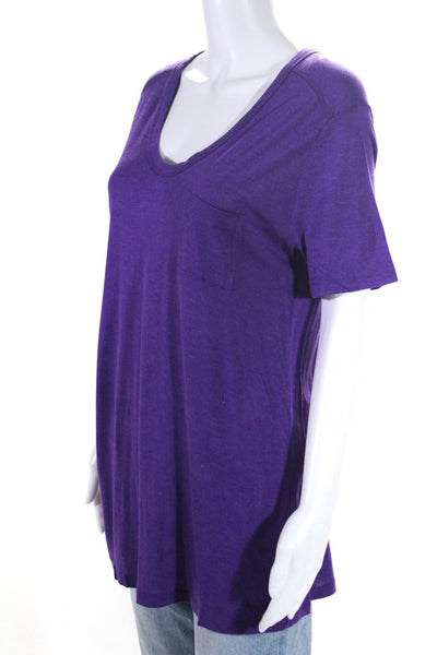 T Alexander Wang Womens Jersey Knit Round Neck Short Sleeve Shirt Purple Size M