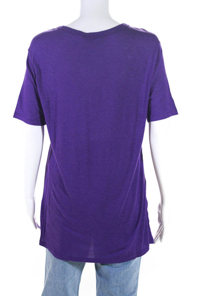 T Alexander Wang Womens Jersey Knit Round Neck Short Sleeve Shirt Purple Size M