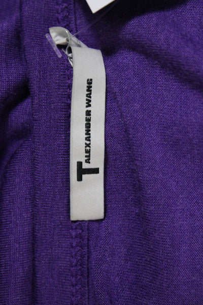 T Alexander Wang Womens Jersey Knit Round Neck Short Sleeve Shirt Purple Size M