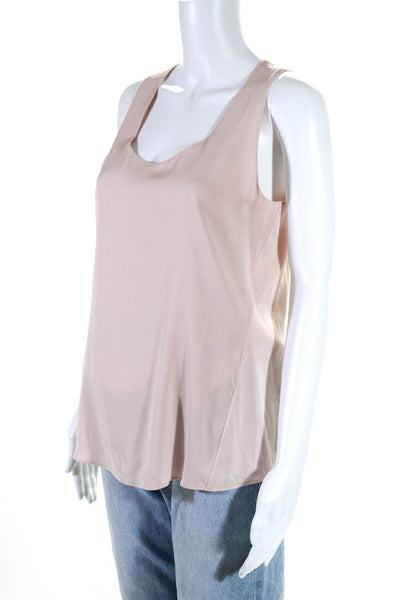Theory Womens Scoop Neck Boxy Silk Tank Top Pink Size Small