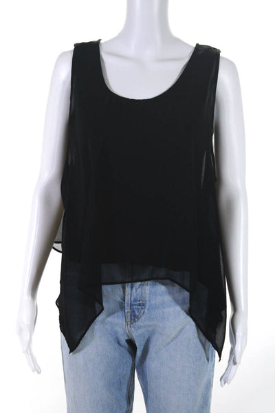 Philosophy By Republic Womens Sleeveless Sheer Overlay Layered Top Black Small