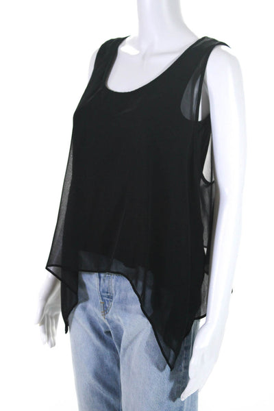 Philosophy By Republic Womens Sleeveless Sheer Overlay Layered Top Black Small