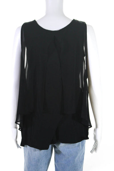 Philosophy By Republic Womens Sleeveless Sheer Overlay Layered Top Black Small