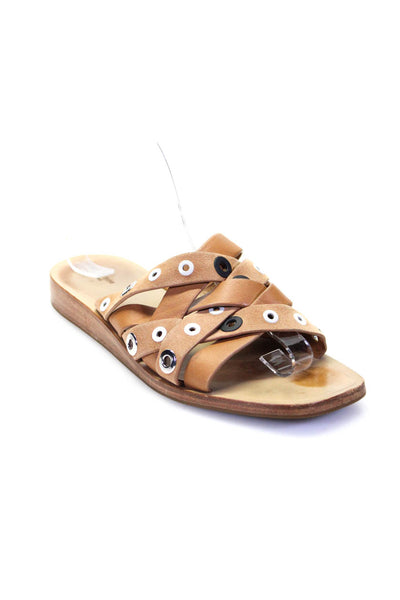 Rag & Bone Womens Square Toe Strappy Low Slides Sandals Light Brown Size 10