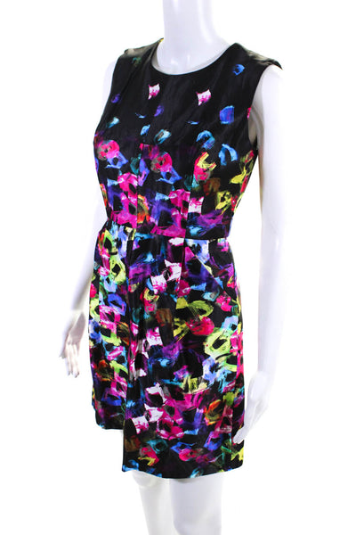 Milly Womens Abstract Paint Print Sleeveless Fit & Flare Dress Multicolor Size 2