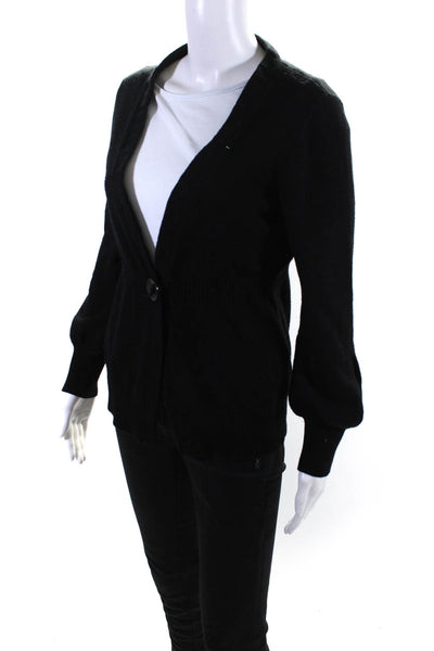 Rivamonti Womens Single Button V Neck Cardigan Sweater Black Wool Size Large