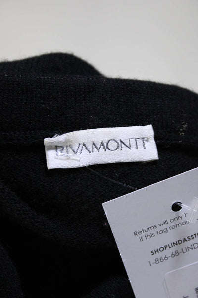 Rivamonti Womens Single Button V Neck Cardigan Sweater Black Wool Size Large