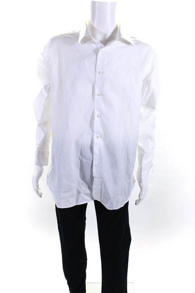 Santoria Ambrosiana Mens Collared Long Sleeve Button Down Shirt White Size M