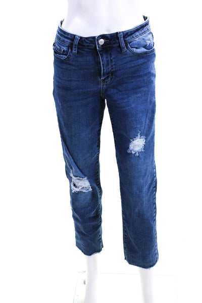 Vervet Mens Blue Medium Wash Ripped Mid-Rise Straight Leg Jeans Size 29