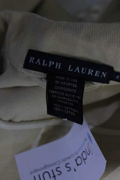 Ralph Lauren Womens Cotton Notch Collar Long Sleeve 3 Button Blazer Tan Size 4
