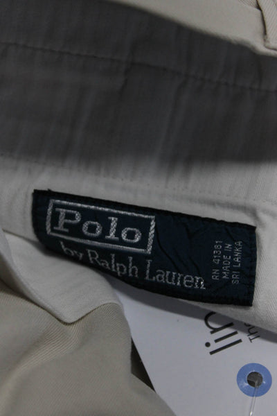 Polo Ralph Lauren Men's Cotton Straight Leg Pleated Chino Pants Beige Size 35
