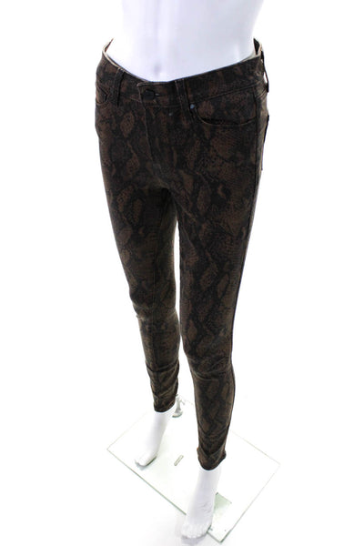 Paige Womens Brown Snakeskin Print Mid-Rise Hoxton Ultra Skinny Pants Size 26