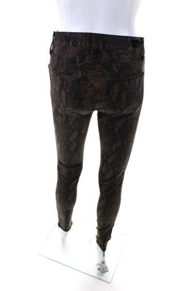Paige Womens Brown Snakeskin Print Mid-Rise Hoxton Ultra Skinny Pants Size 26