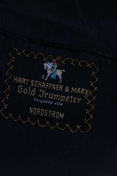 Hart Schaffner Marx Mens Glen Check Two Button Blazer Jacket Dark Blue Size 43L