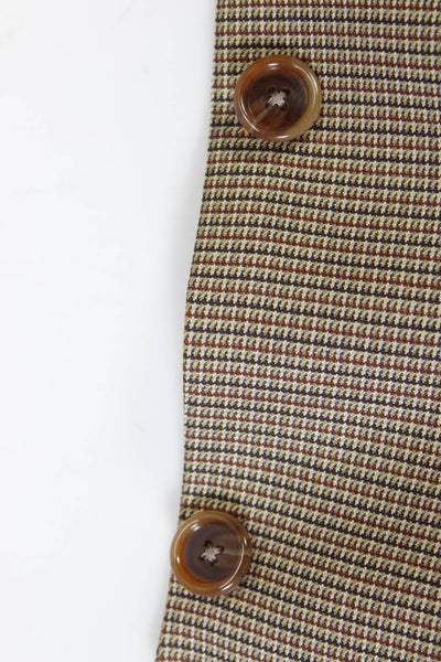 Hart Schaffner Marx Mens Brown Printed Three Button Long Sleeve Blazer Size 42