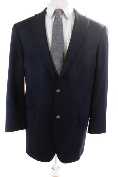 Hart Schaffner Marx Mens Navy Two Button Long Sleeve Blazer Jacket Size 44