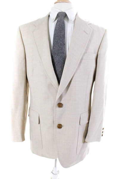 Hart Schaffner Marx Mens Two Button Blazer Jacket Beige Wool Size 40